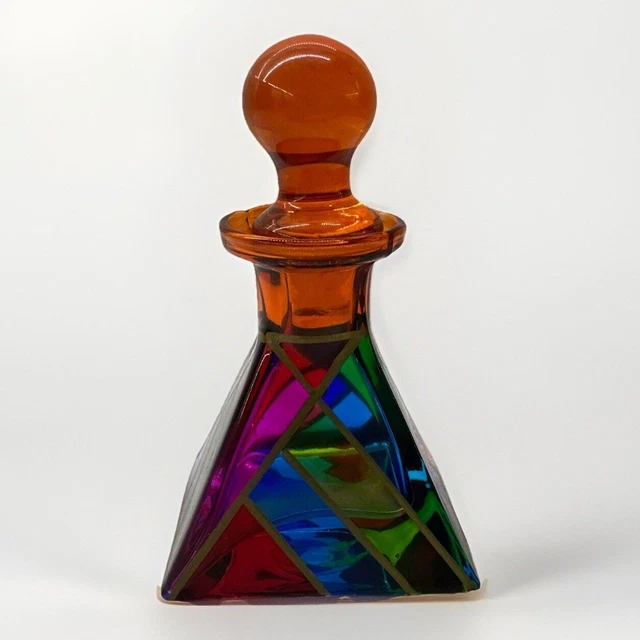 DUE ZETA DECORATO A Mano Venezia Glass Bud Vase Made In Italy Rare
