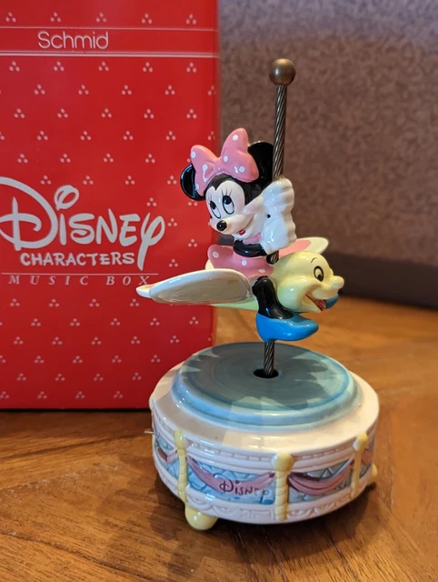 Schmid Disney Characters Music Box Minnie mouse porcelain carousel boxed rare