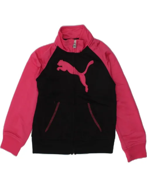 PUMA Girls Graphic Tracksuit Top Jacket 2-3 Years Pink Colourblock RZ10