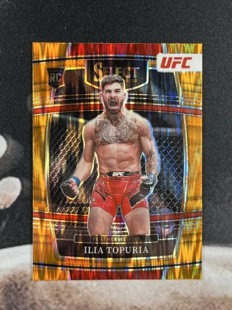 2022 Panini Select UFC Ilia Topuria Concourse Orange Flash Prizm Rookie Card