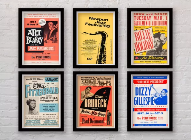 Framed Vintage Jazz Concert Poster Prints A3 Size Framed Prints Lots of Designs