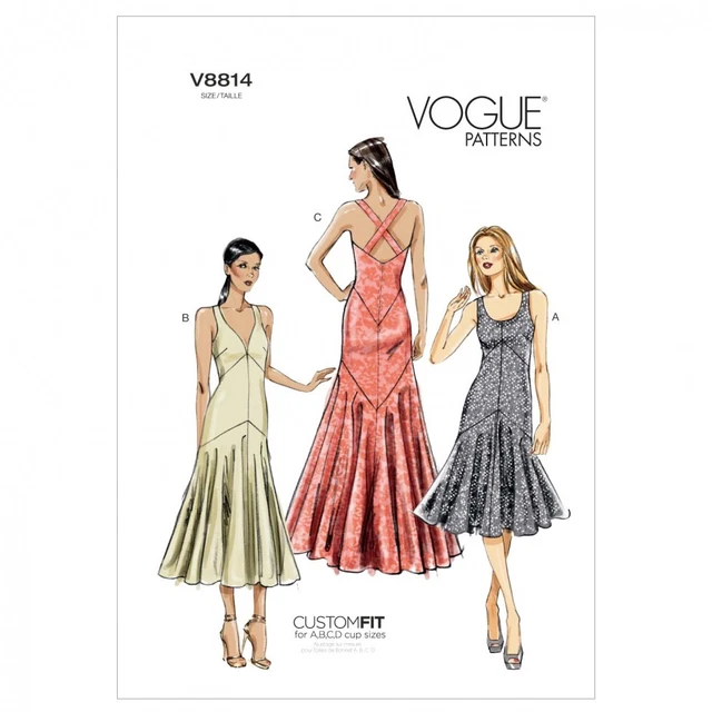 VOGUE LADIES EASY Sewing Pattern 8814 Evening Dresses with Cup Sizes (Vogue-8...  23.49 - PicClick UK