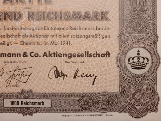 D: MASCH: Bachmann & Co. AG, Chemnitz, 1941, 1000 RM, * 2