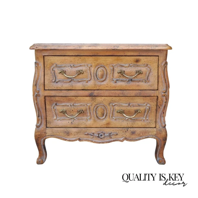 Vintage Miniature French Louis XV Style Italian Distress Finish Commode Chest
