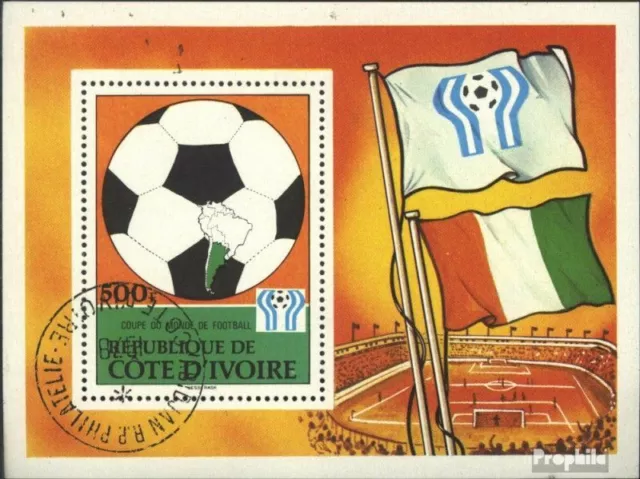 Costa de marfil Bloque 12 (edición completa) usado 1978 Fútbol-WM `78, Argentina