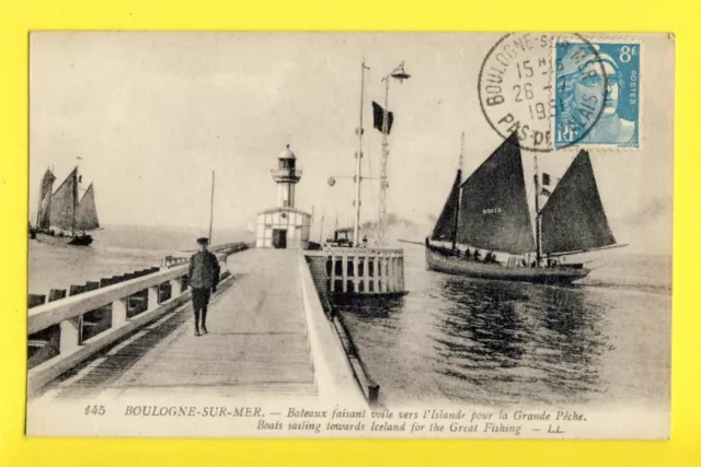cpa FRANCE BOULOGNE sur MER (Pas de Calais) BATEAUX VOILE ISLANDE Grande PÊCHE