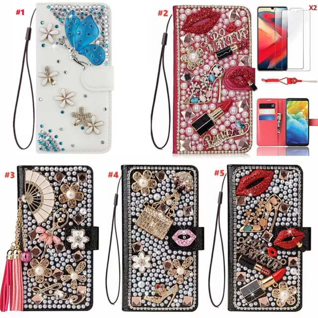 Wallet Leather Phone Case , Bling Diamonds Women Sparkly Flip Cover for Samsung