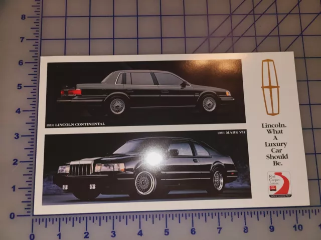 1991 Lincoln Town Car Mark VII Continental Brochure Sheet