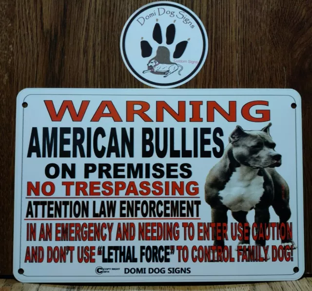 Metal Warning American Bullies Dog sign For FENCE ,Beware Of Dog 8"x12" USA Made