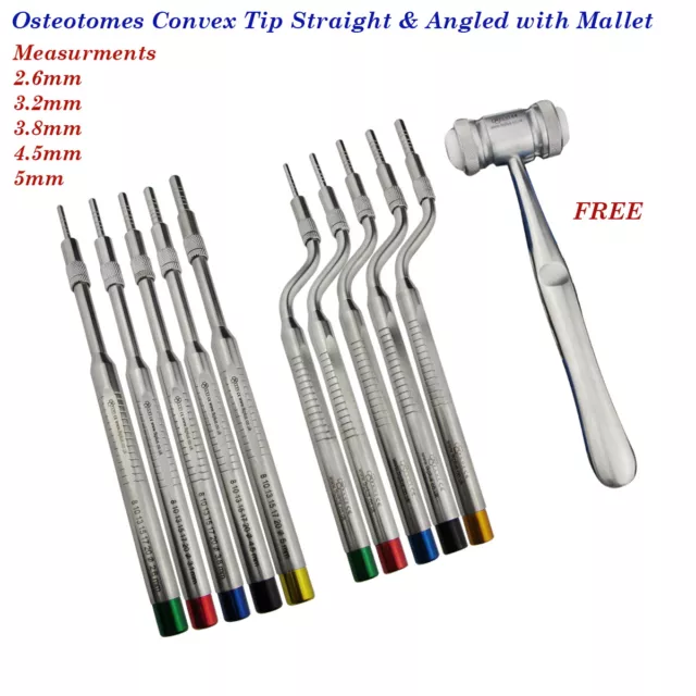 Osteotomes Sinus Offset Convex Angled & Straight Tip Dental Implants instruments