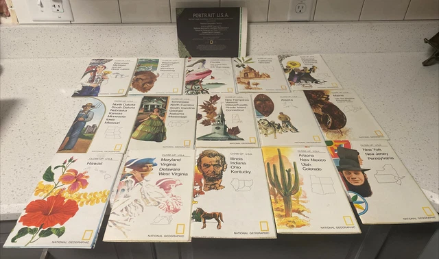 National Geographic Close-Up: USA All 50 States Lot Of 15 Plus Portrait USA Map