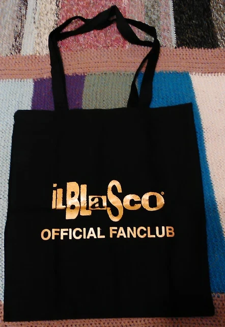 Vasco Rossi  Il Blasco  Fan Club Borsa In Tela Nera Con Logo Colore Giallo Oro  