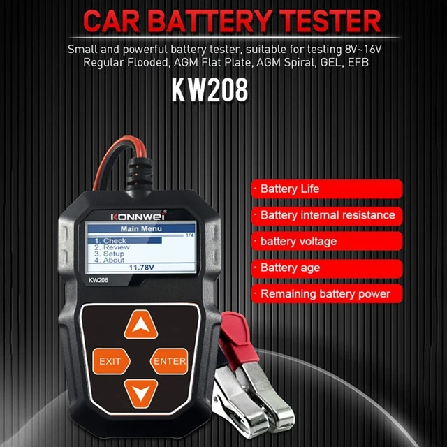 KW208 Battery Tester Car Digital 12V 100-2000CCA Automotive Battery CapacitU5V4