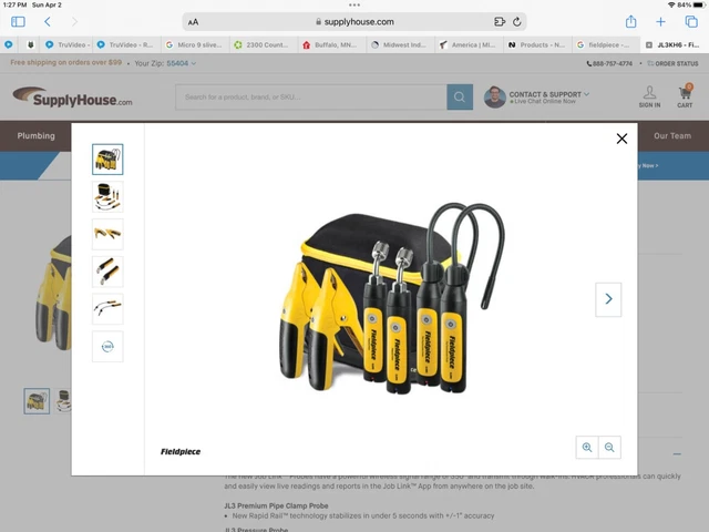Fieldpiece JL3KH6 Job Link® System Charge and Air Kit, Wireless Probes