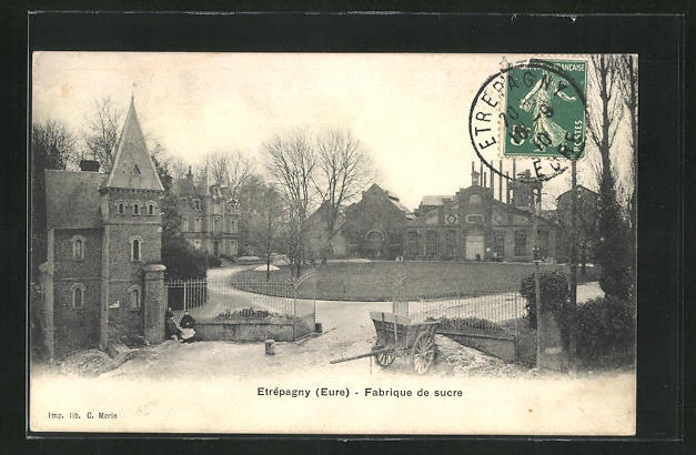CPA Etrépagny, Fabrique de sucre 1910