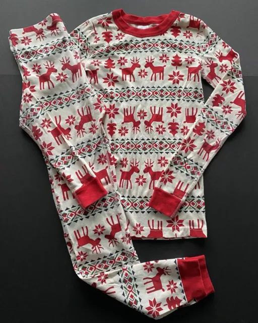 HANNA ANDERSSON 150 (12) Dear Deer Fair Isle Long John Pajamas~Holiday Christmas