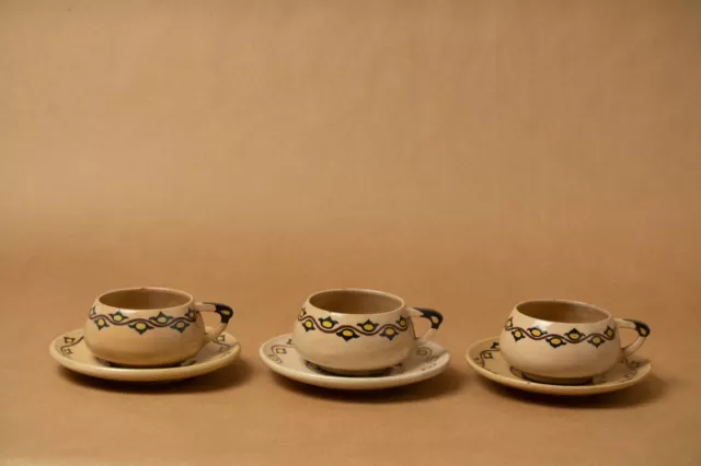 lot 12 tasses service faïence art déco Sipla Roma Crocefisso 1920 1930