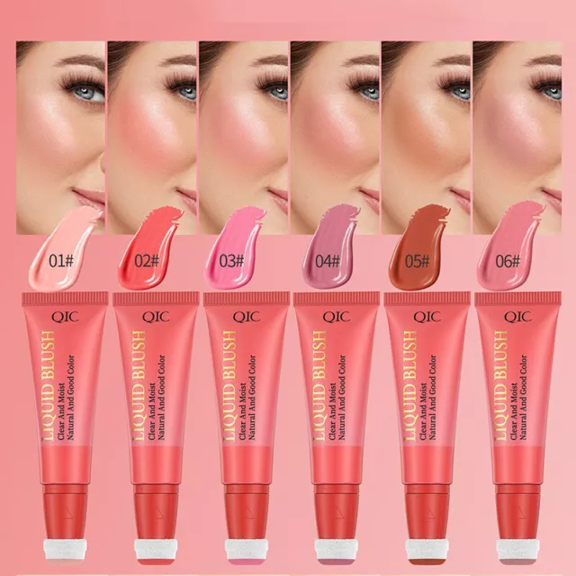 Peach Red Face Contour Highlight Rouge Sponge Brush Liquid Blush Multi-use Silky