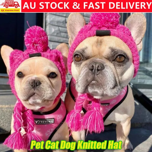 Winter Soft Dog Hat Knitted Hat Windproof Knitting French Bulldog Hats Pet Cat