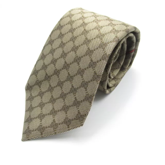 GUCCI Corbata de seda Beige NUEVO logo para hombre