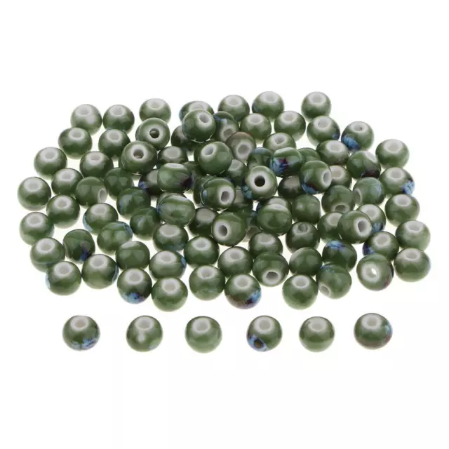 100x8mm lose Keramikperlen Charms für Schmuck machen grün und