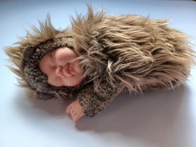 Anne Geddes Sleeping Hedgehog 8” Doll Plush Realistic Sweet Woodland Baby VTG