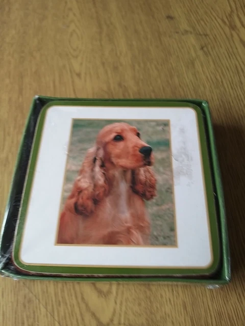 SAWLEY FINE ARTS - 6 Dog Coasters Boxed Faithful Friends Dog Lovers Gift 9.5cm