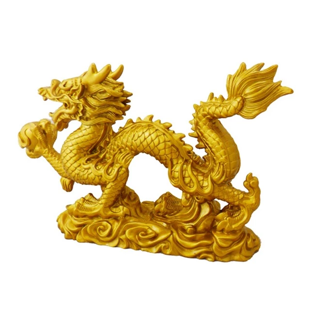 Chinesisches Sternzeichen Goldener Drache Statue Tierdekoration Dekoration V1C9
