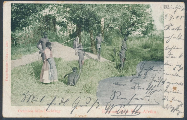 DSW Feldpost-AK Ovambos Fischfang ab Windhuk Etappenlazarett 1905 Gibeon (7795)