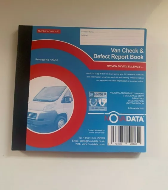 50 page Van Check & Defect Check Report Book Duplicate x1