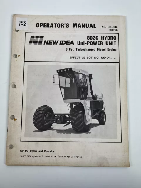 AVCO New Idea Owners Manual Hydro UniSystem Power Unit - No. 802C  6 Cyl. Diesel
