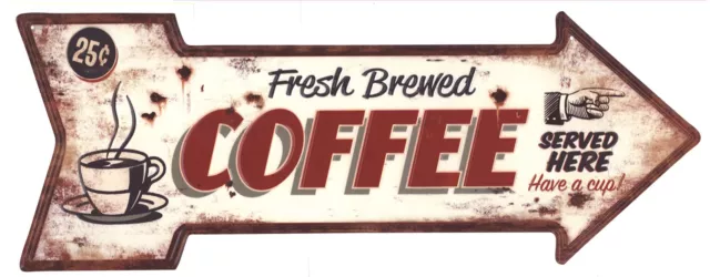 Moritz Blechschild Fresh Brewed Coffee 20 x 50 Vintage Retro Nostalgie Metall