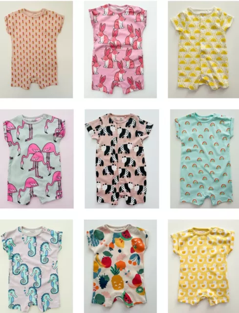 T-shirt neonata Next con tumuli cotone cortometraggio estivo animali rosa giallo NUOVA