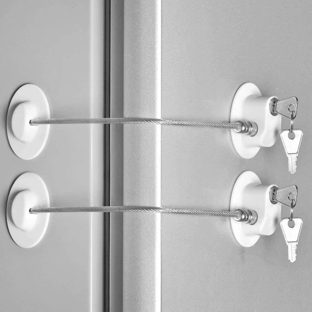 2 Pcs Fridge Lock, Refrigerator Lock for Children, Mini Fridge Locks for Kids)