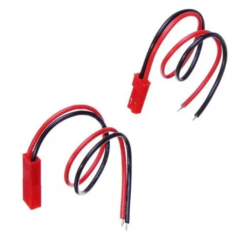 Conector aéreo JST BEC Rojo (pareja macho-hembra) cable 10cm