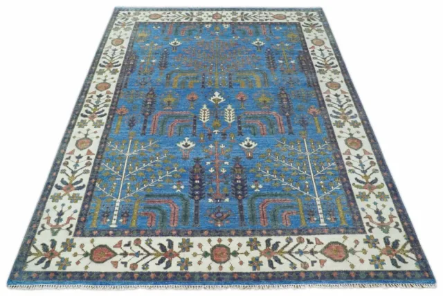 Antique Tradtional Vintage Heriz Serapi Blue and Ivory Colorful area rug| CP879
