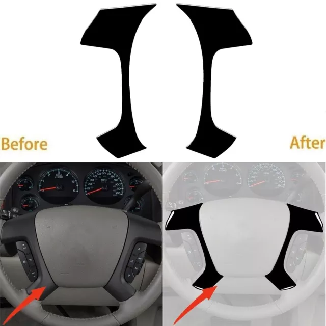 Interior Steering Wheel Cover Parts Piano Black Plastic Vehicle Durable New