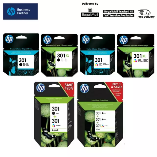 Genuine HP 301XL / HP 301 Black / Color Ink Cartridges for Envy 5539 4506 LOT