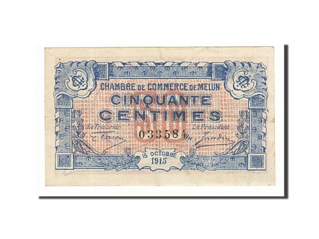 [#161878] Billet, France, Melun, 50 Centimes, 1915, TTB+, Pirot:80-1