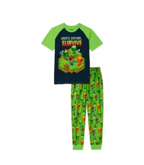 Minecraft Boys Short Sleeve Pajamas Set, 2-Pieces Medium 8