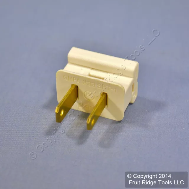 New P&S Ivory Colored 1-15 Straight Blade Plug NEMA 1-15P 10A Polarized 123-PI