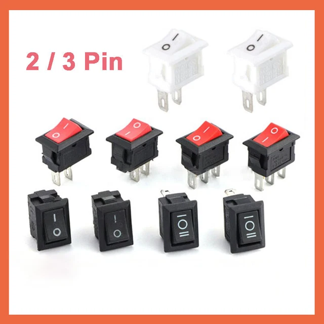 SMALL MINI ON/OFF Rocker Switch Rectangle SPST 16A 250V 2 Pin 3 Pin ...