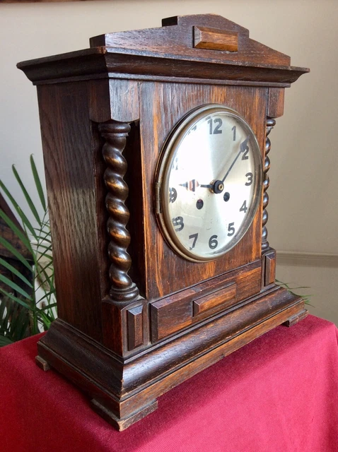 thumbnail image 2 of The Emporium Clocks Oak Wooden Mantel Clock – Arched Top With Moving Pendulum, Quartz Movement, Brown 2 of 13