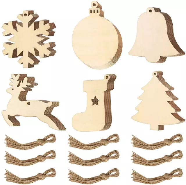 Opopark Christmas Wooden Ornaments, Christmas Tree Hanging Pendants 6 Styles