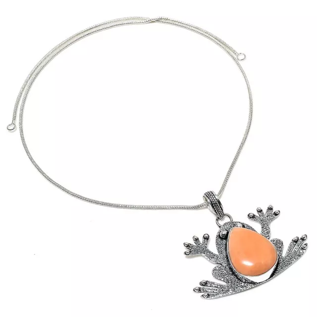 Orange Aventurine Gemstone 925 Sterling Silver Jewelry Pendant 1.85"