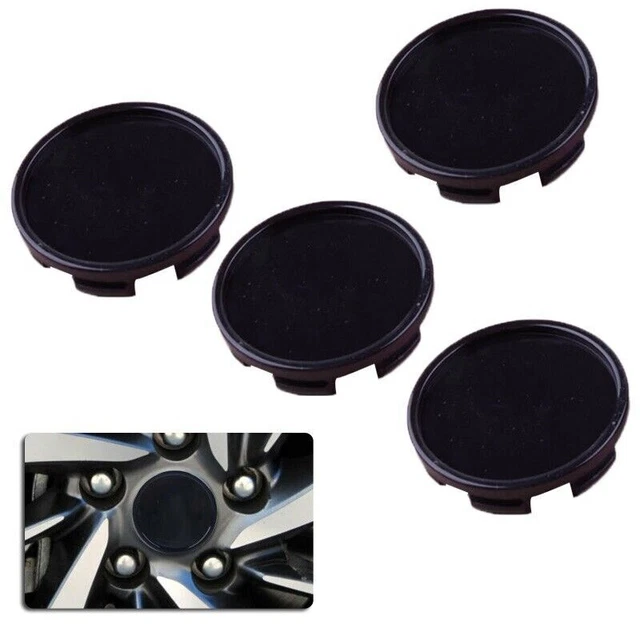 4x Wheel Center Caps Universal Hub Caps Covers - All Car Rim Sizes - Chrome Blac