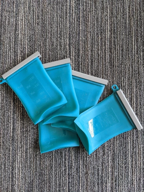 Junobie Silicone Reusable Breast Milk Storage Bags 5 Pack Teal EUC