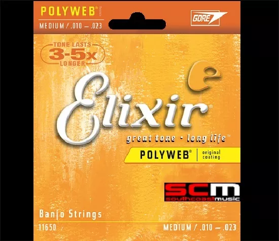 Elixir 11650 Banjo 5 String Set 10-23 Nickel PolyWeb Medium Strings