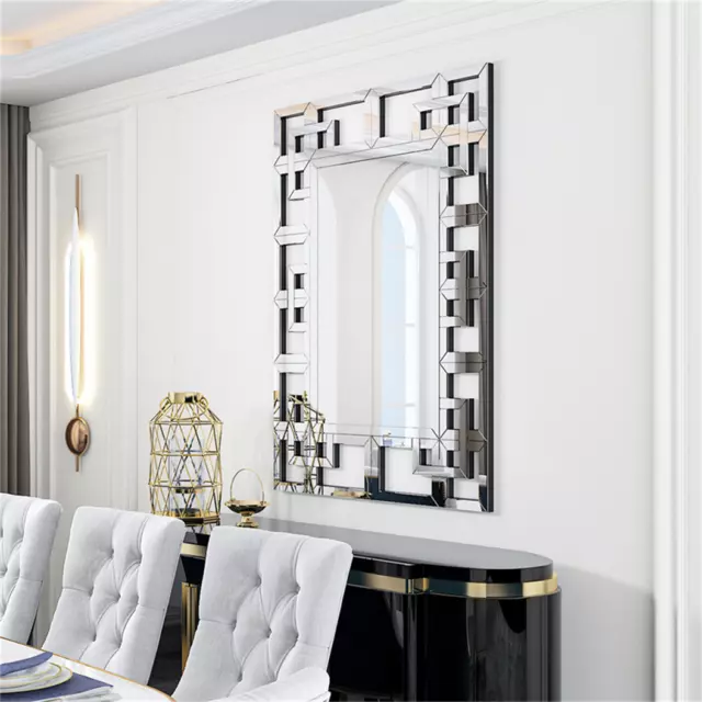 Barock Dekorative Wandspiegel Aesthetic Flurspiegel rechteck Silber Spiegel Wand