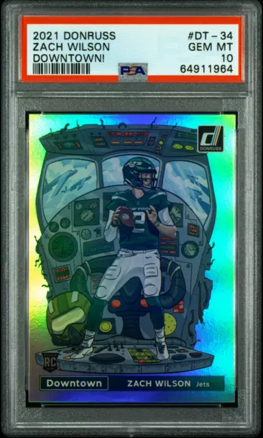 Zach Wilson 2021 Panini Donruss DOWNTOWN RC #DT-34 - PSA 10 GEM - NEW YORK JETS